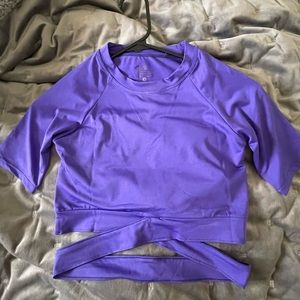 Cropped purple wrap top